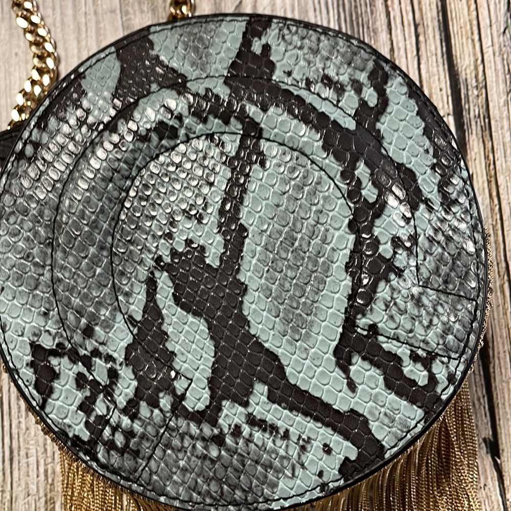 Zara Blue And Gold Python Bag - image 3